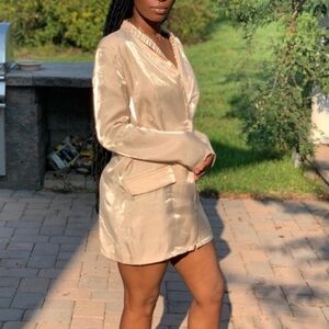 PrettyLittleThing Beige Blazer Mini Dress with Snap Buttons
